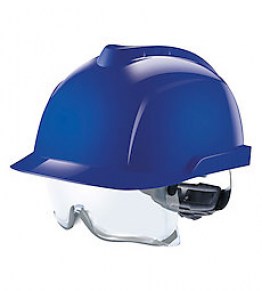 GVC5A-00000F0-000 Каска V-Gard 930, каска,с вентиляцией и встроенными защитными очками, синяя, красные наклейки (не прикреплены)